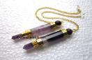 Amethyst 3pc Golden Plated Wand Pendulum